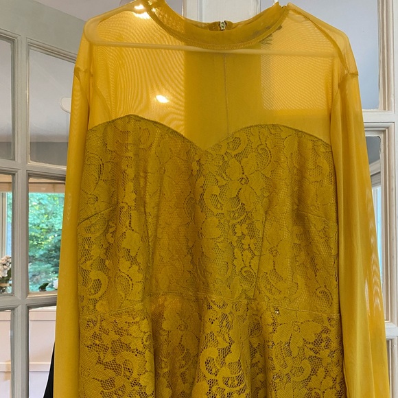 long sleeve sheer sleeve and back lace sweet heart shape ruffle top - Picture 13 of 14